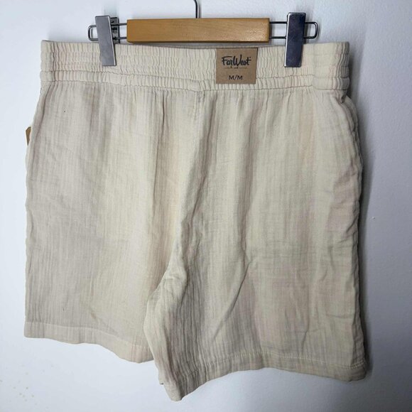 FarWest Women's Short Woven Cotton Cream Medium - Picture 9 of 9